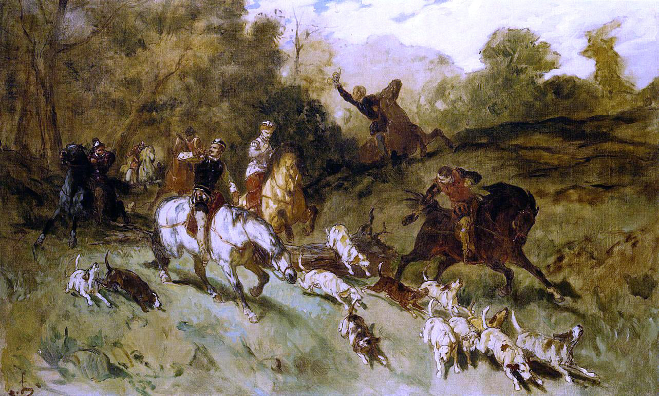 Eugene Louis Lami Marie Stuart at the Hunt - Canvas Print