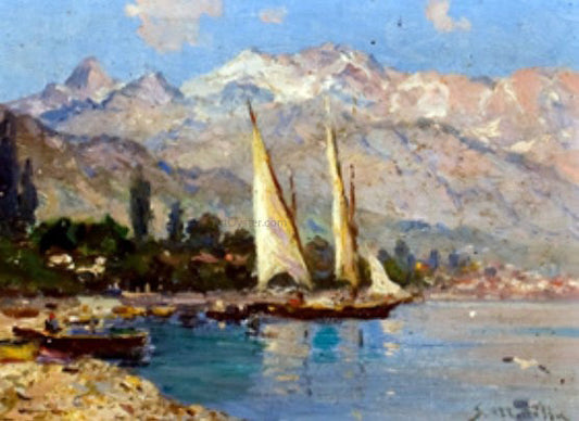 Segundo Matilla Marina Marina con Veleros - Canvas Print