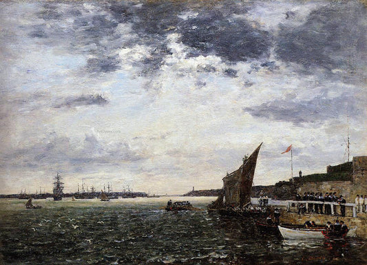 Eugene-Louis Boudin Marines Landing in Brest Harbor - Canvas Print