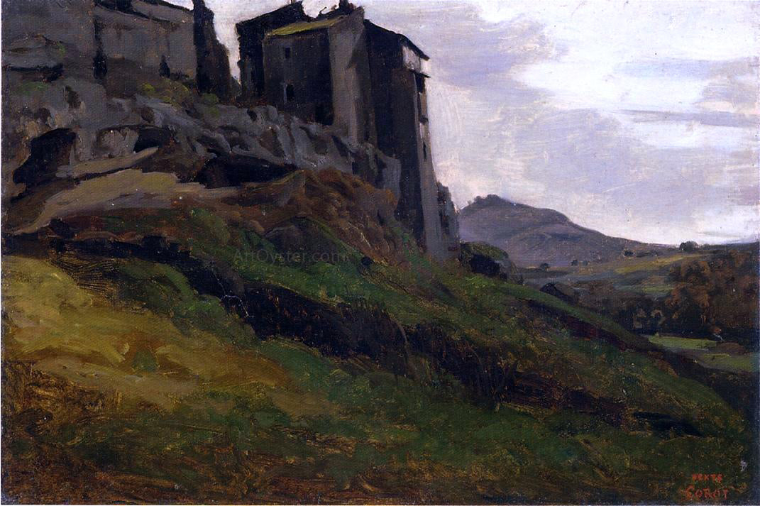 Jean-Baptiste-Camille Corot Marino, Large Buildings on the Rocks - Canvas Print