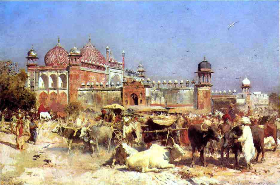 Edwin Lord Weeks Market Place at Agra - Canvas Print