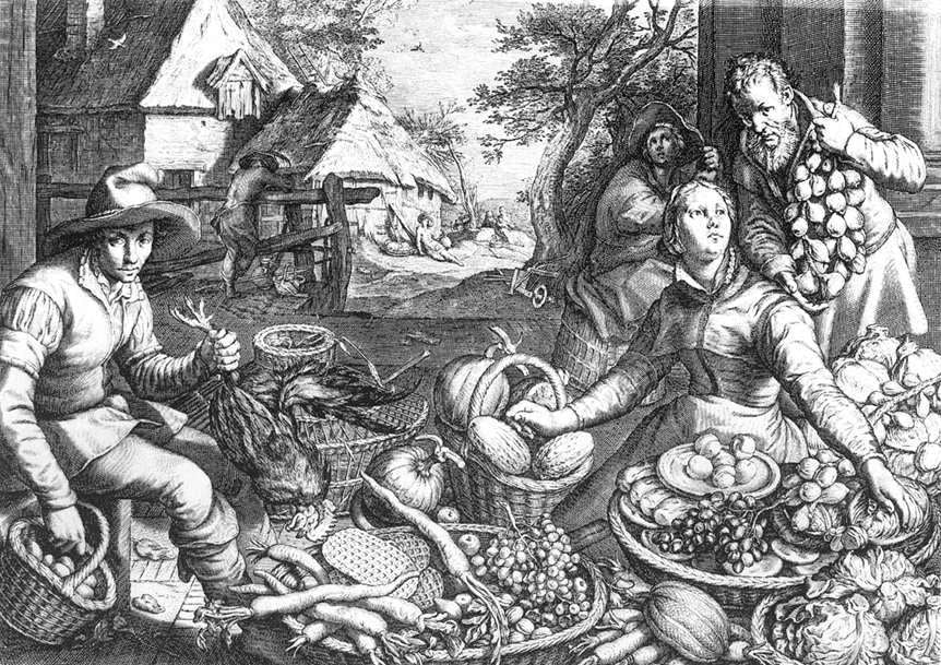 Jacob Matham Market Scene - Canvas Print