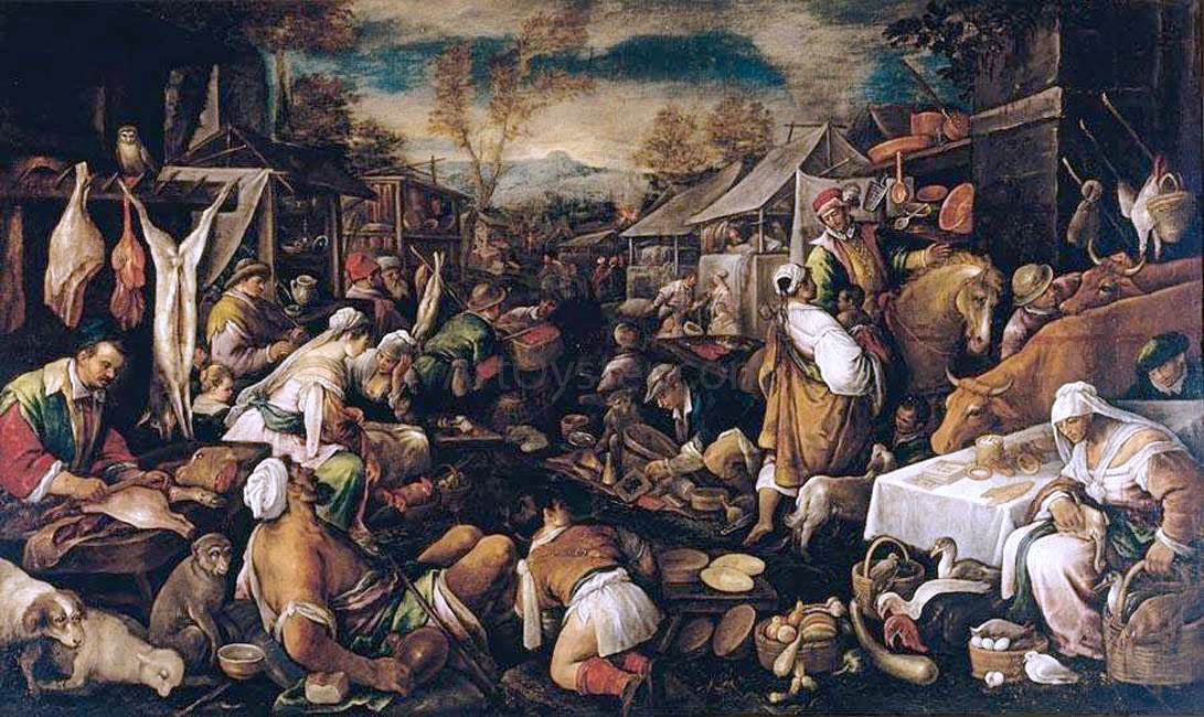Francesco Bassano Market Scene - Canvas Print