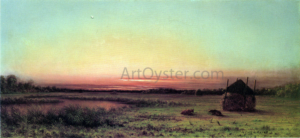 Martin Johnson Heade Marsh Scene: Two Cattle in a Field - Canvas Print