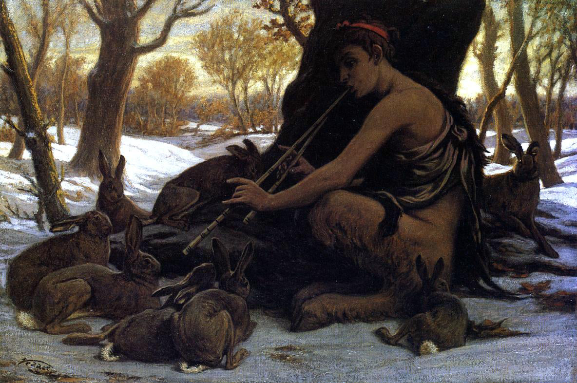 Elihu Vedder Marsyas Enchanting the Hares - Canvas Print