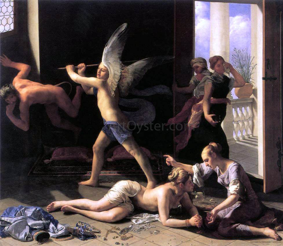 Guido Cagnacci Martha Rebuking Mary for her Vanity - Canvas Print