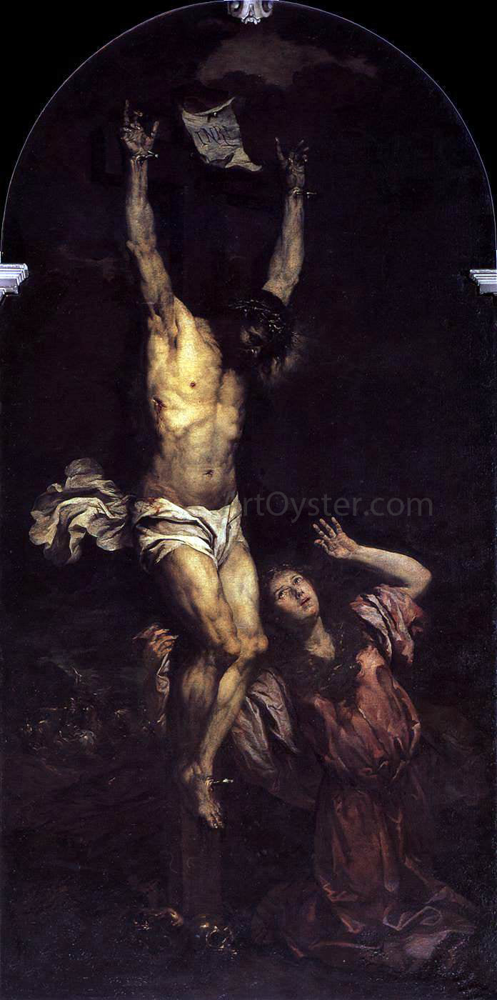 Giovanni Battista Langetti Mary Magdalene at the Foot of the Cross - Canvas Print