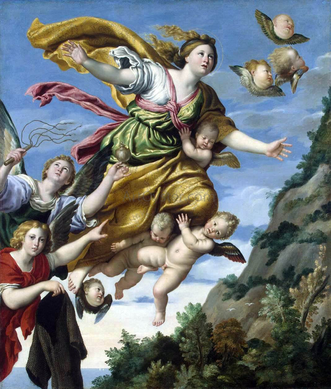Domenichino Mary Magdalene Taken up to Heaven - Canvas Print