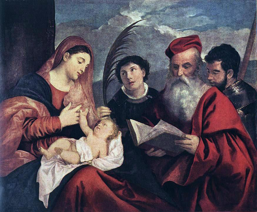 Titian Mary with the Child and Saints - Canvas Print
