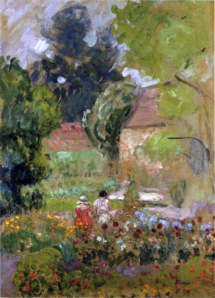 Henri Lebasque Mathe and Nono in the Garden - Canvas Print