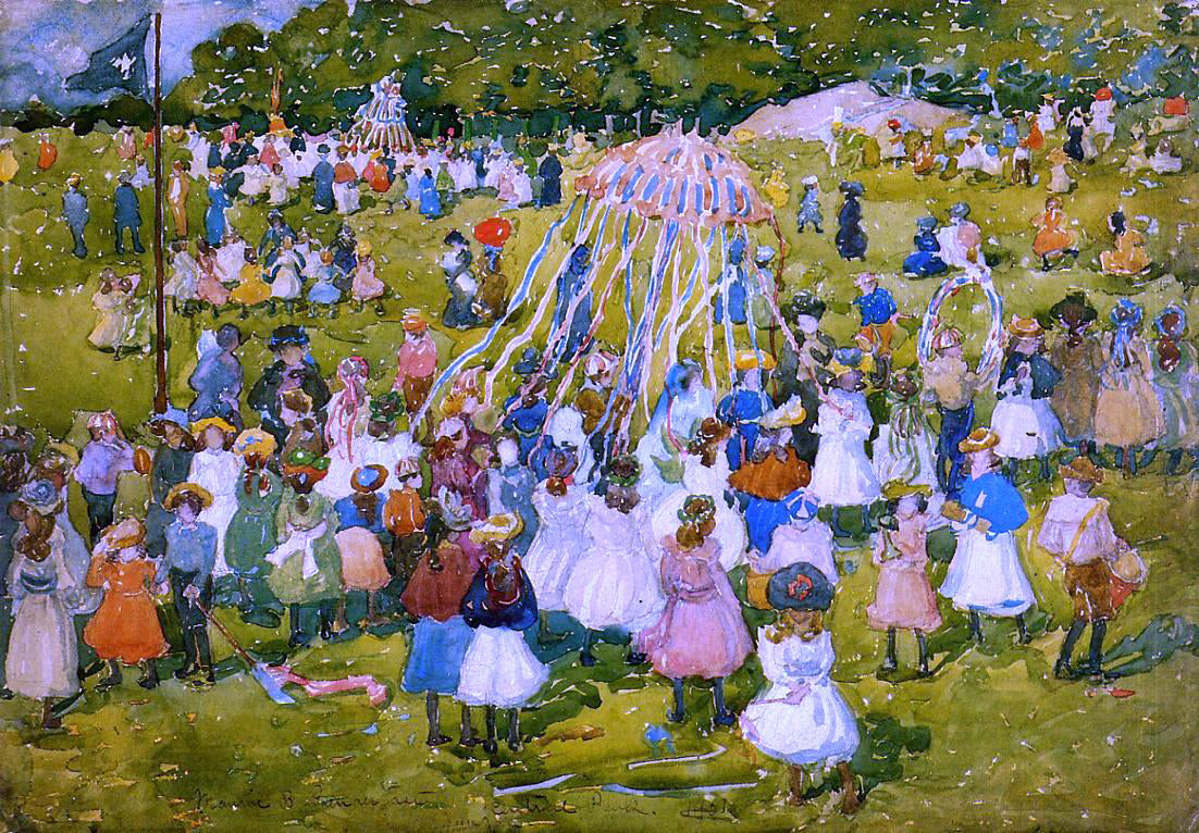 Maurice Prendergast A May Day, Central Park - Canvas Print