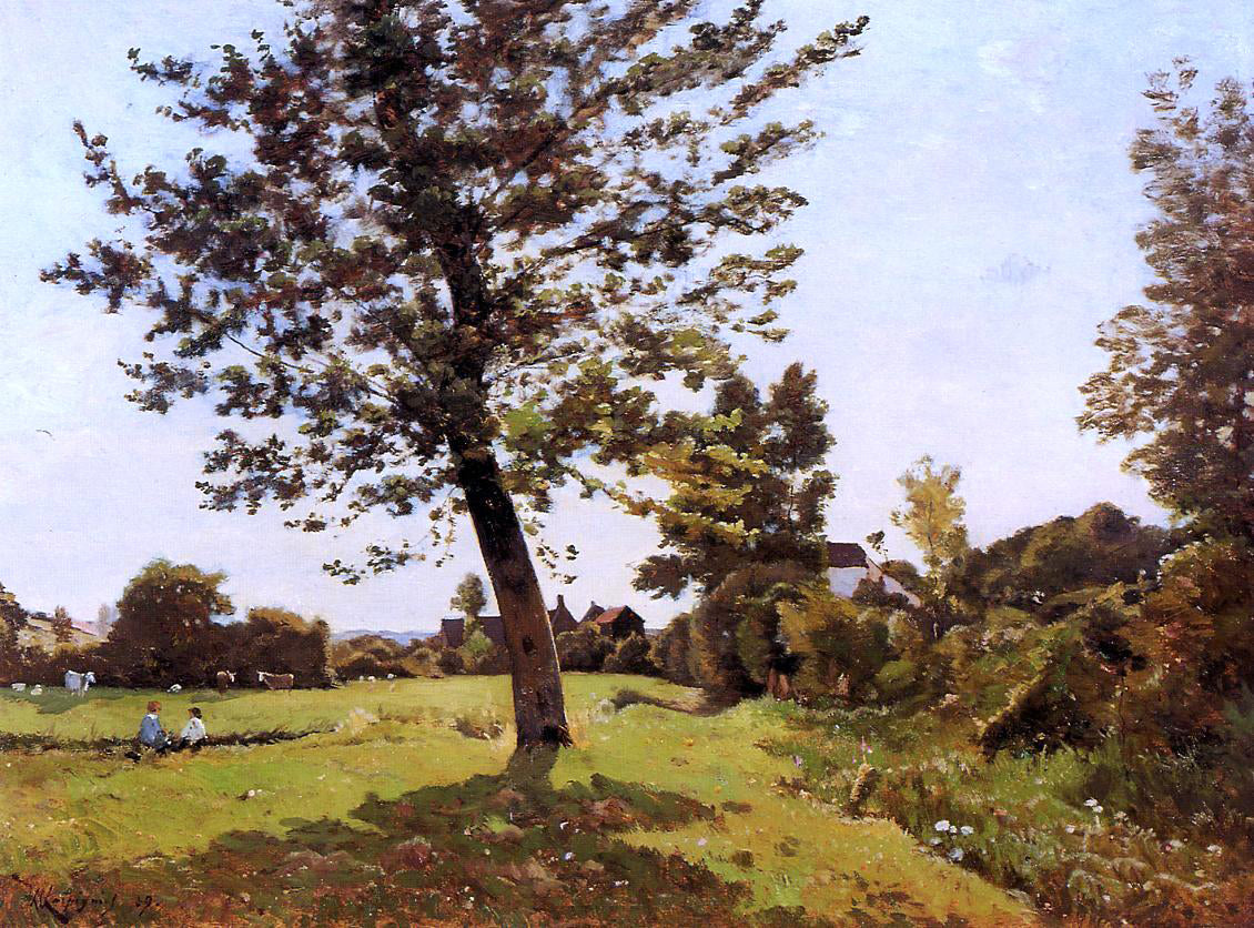 Henri Harpignies Meadow, Sunlight Effect - Canvas Print
