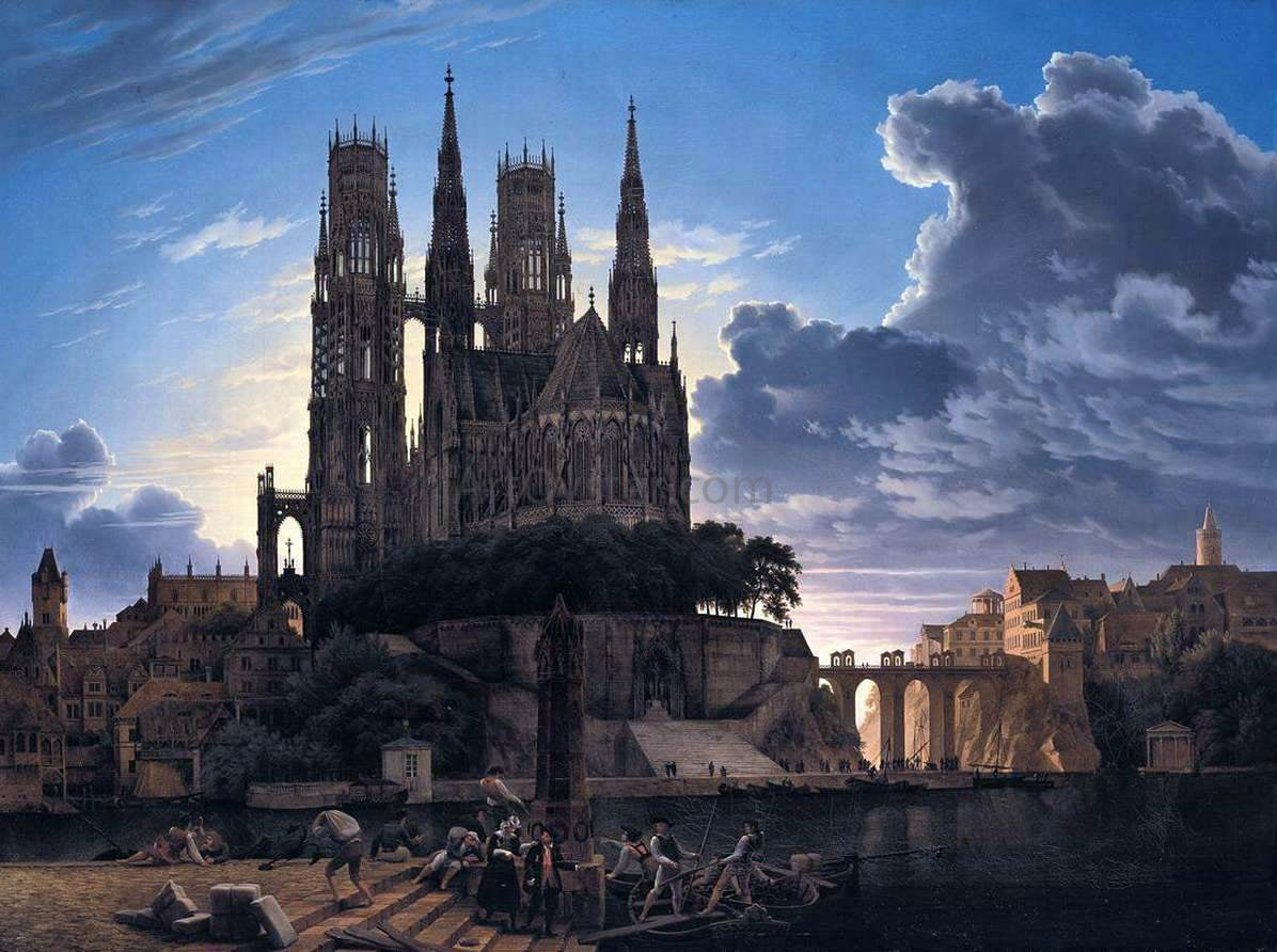 Karl Friedrich Schinkel Medieval Town by Water - Canvas Print