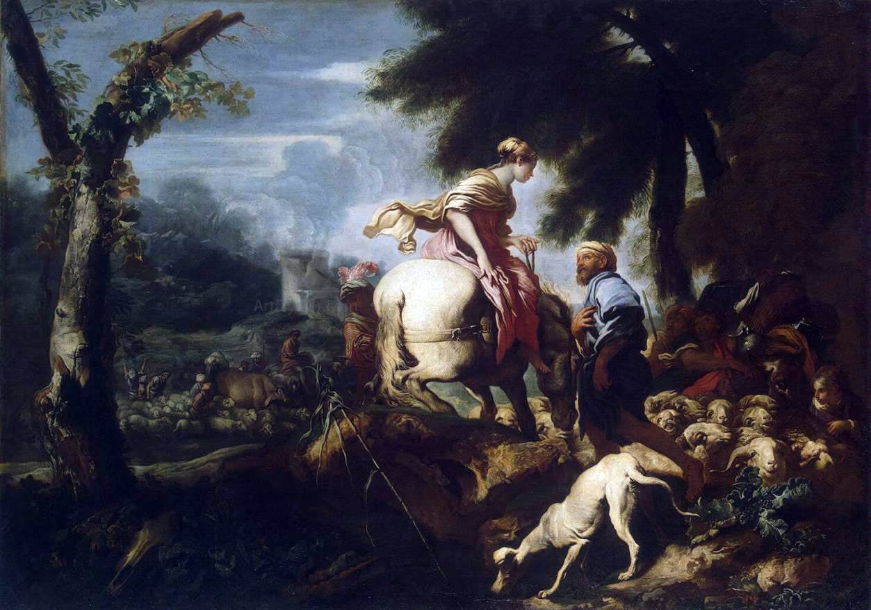 Giovanni Benedetto Castiglione Meeting of Isaac and Rebecca - Canvas Print
