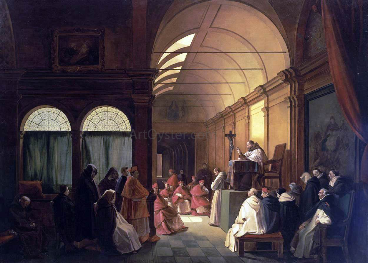 Francois-Marius Granet Meeting of the Monastic Chapter - Canvas Print