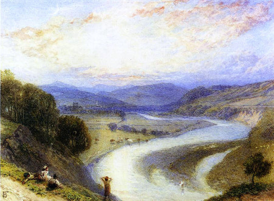 Myles Birket Foster Melrose Abbey from the Banks of the Tweed - Canvas Print