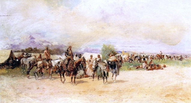 Baldomero Galofre Y Gimemez Men with Horses - Canvas Print