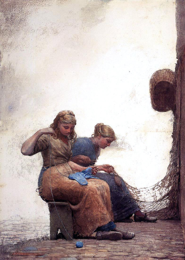 Winslow Homer Mending the Nets - Canvas Print
