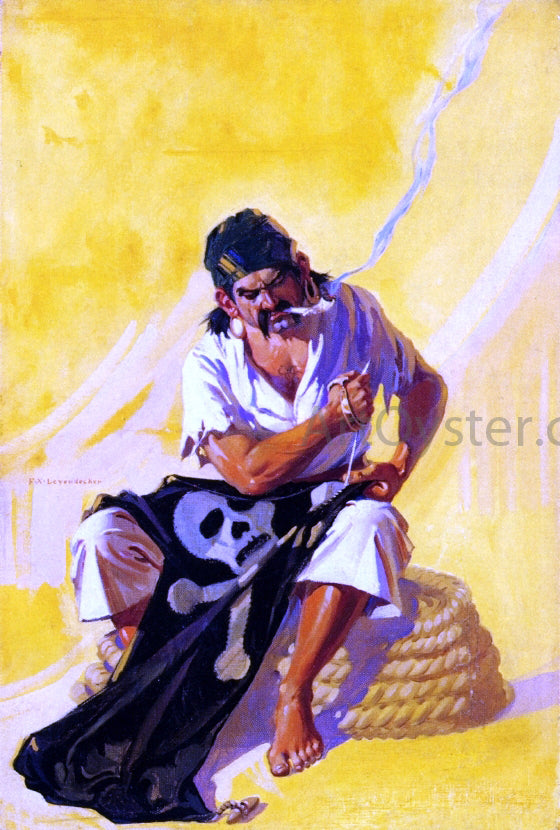 Frank Xavier Leyendecker Mending the Pirate Flag - Canvas Print