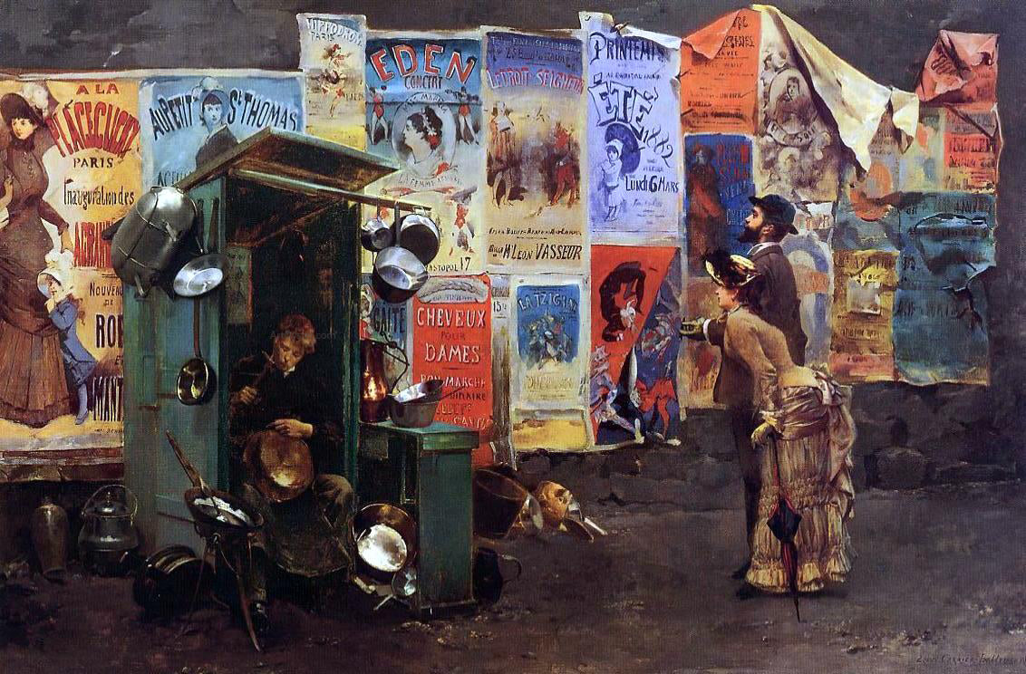 Louis-Robert Carrier-Belleuse Mending the Pots - Canvas Print
