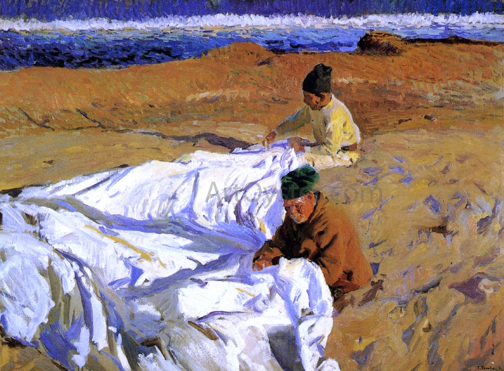 Joaquin Sorolla Y Bastida Mending the Sail - Canvas Print