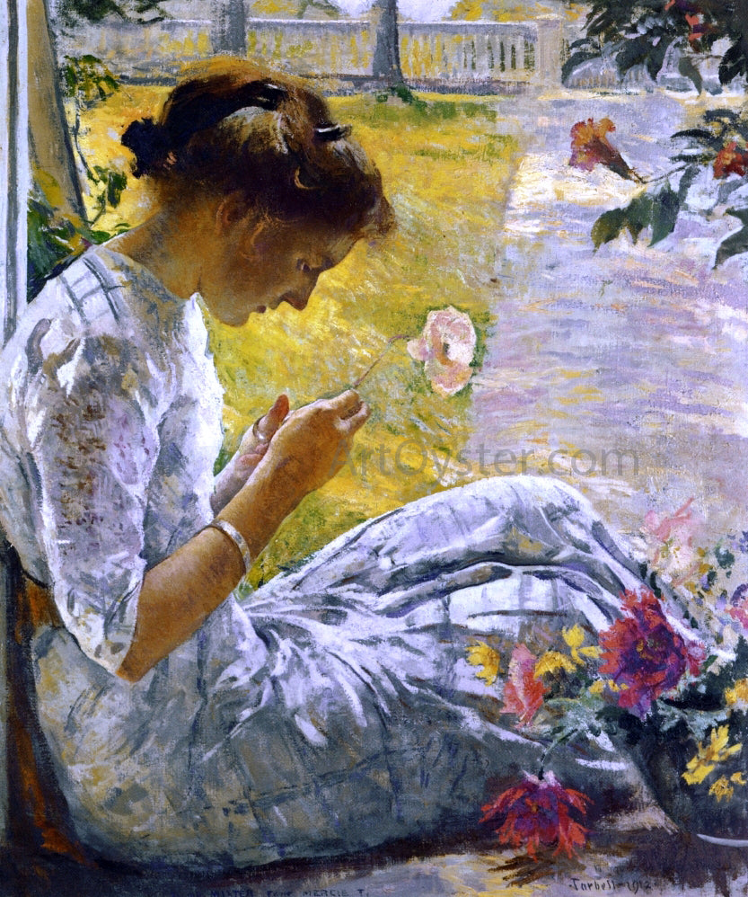 Edmund Tarbell Mercie Cutting Flowers - Canvas Print