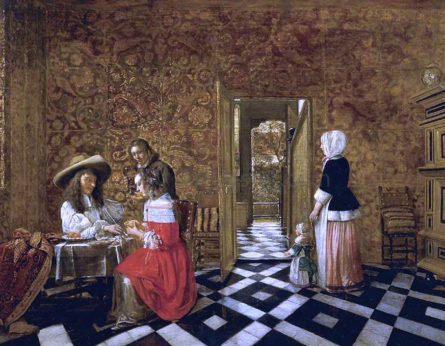 Hendrick Van der Burch Merry Company at a Table - Canvas Print