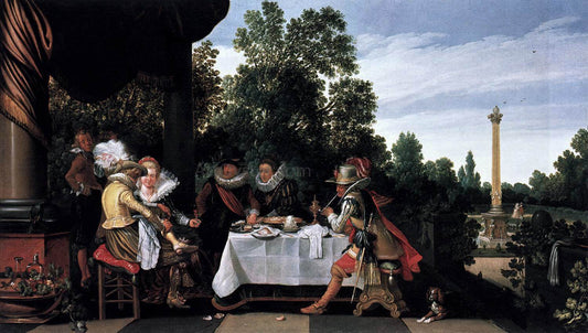 Esaias Van de Velde Merry Company Banqueting on a Terrace - Canvas Print