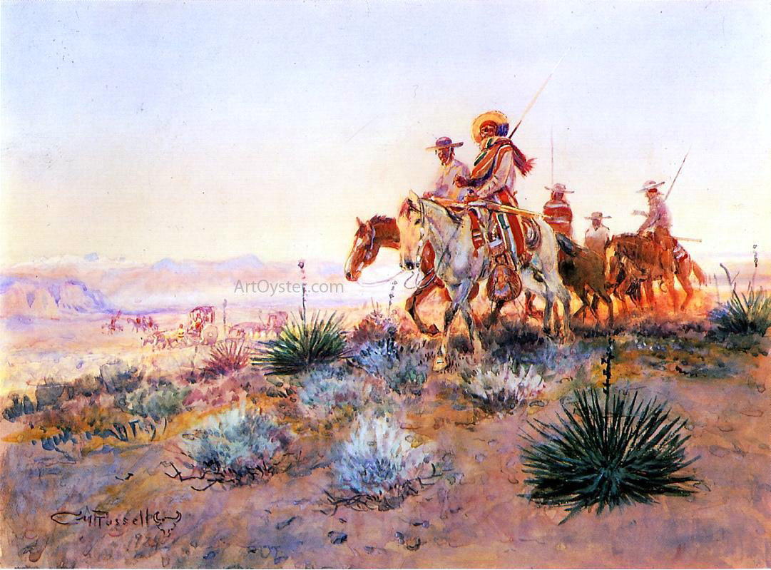 Charles Marion Russell Mexican Buffalo Hunters - Canvas Print