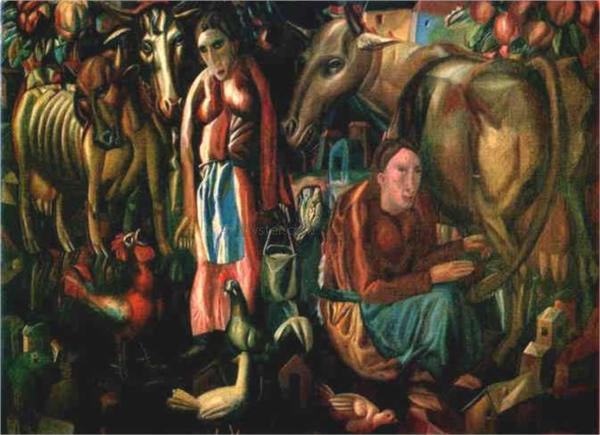 Pavel Filonov Milkmaids - Canvas Print