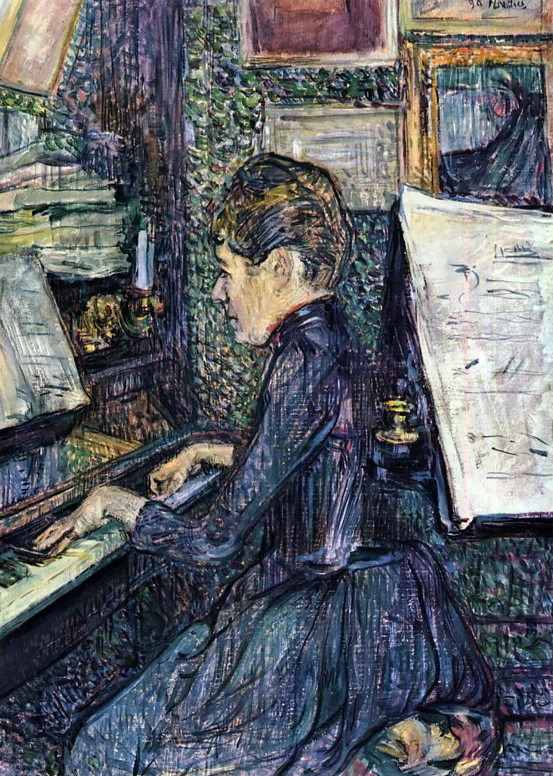 Henri De Toulouse-Lautrec Mille. Dihau Playing the Piano - Canvas Print