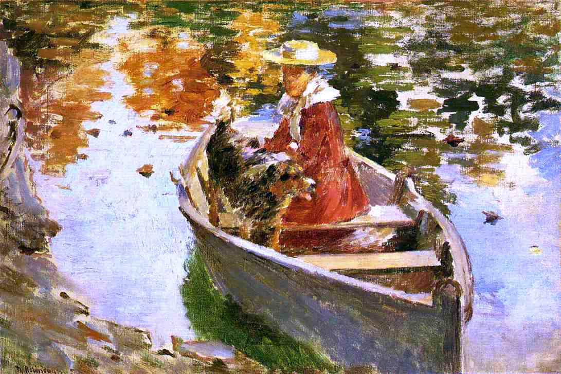 Theodore Robinson Miss Motes and Her Dog Shep - Canvas Print