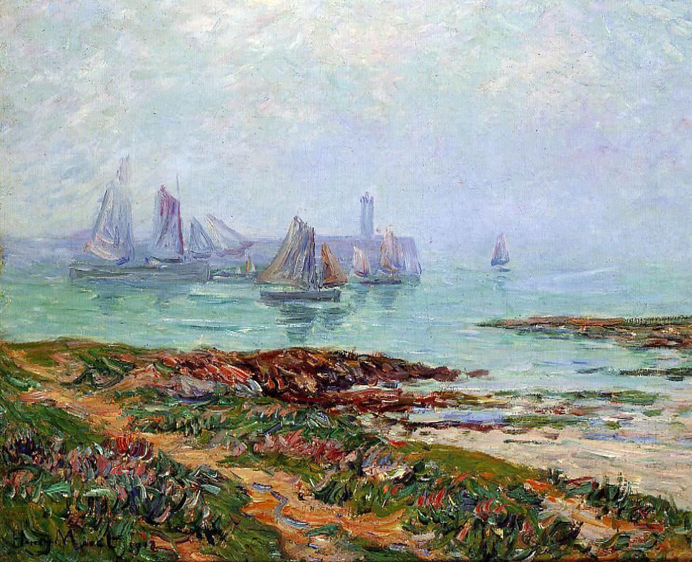 Henri Moret Misty Day at Dielette - the Manche - Canvas Print