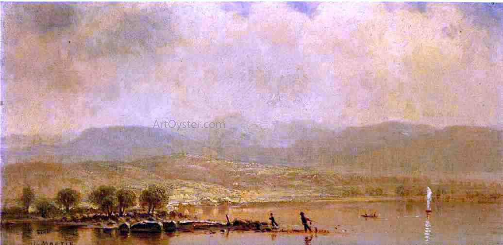 Homer Dodge Martin Misty Morning on the Hudson River - Canvas Print