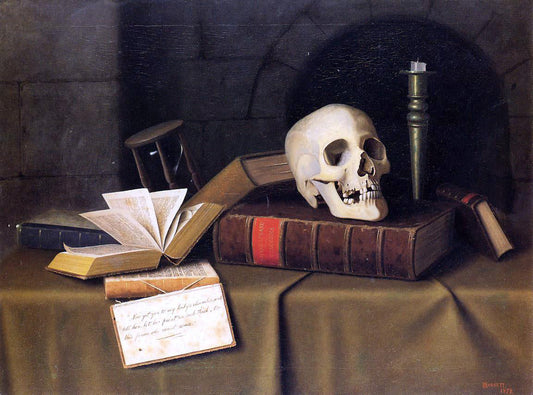 William Michael Harnett Momento Mori, "To This Favour" - Canvas Print