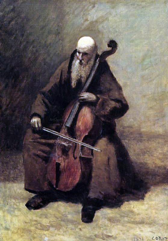 Jean-Baptiste-Camille Corot Monk with a Cello - Canvas Print