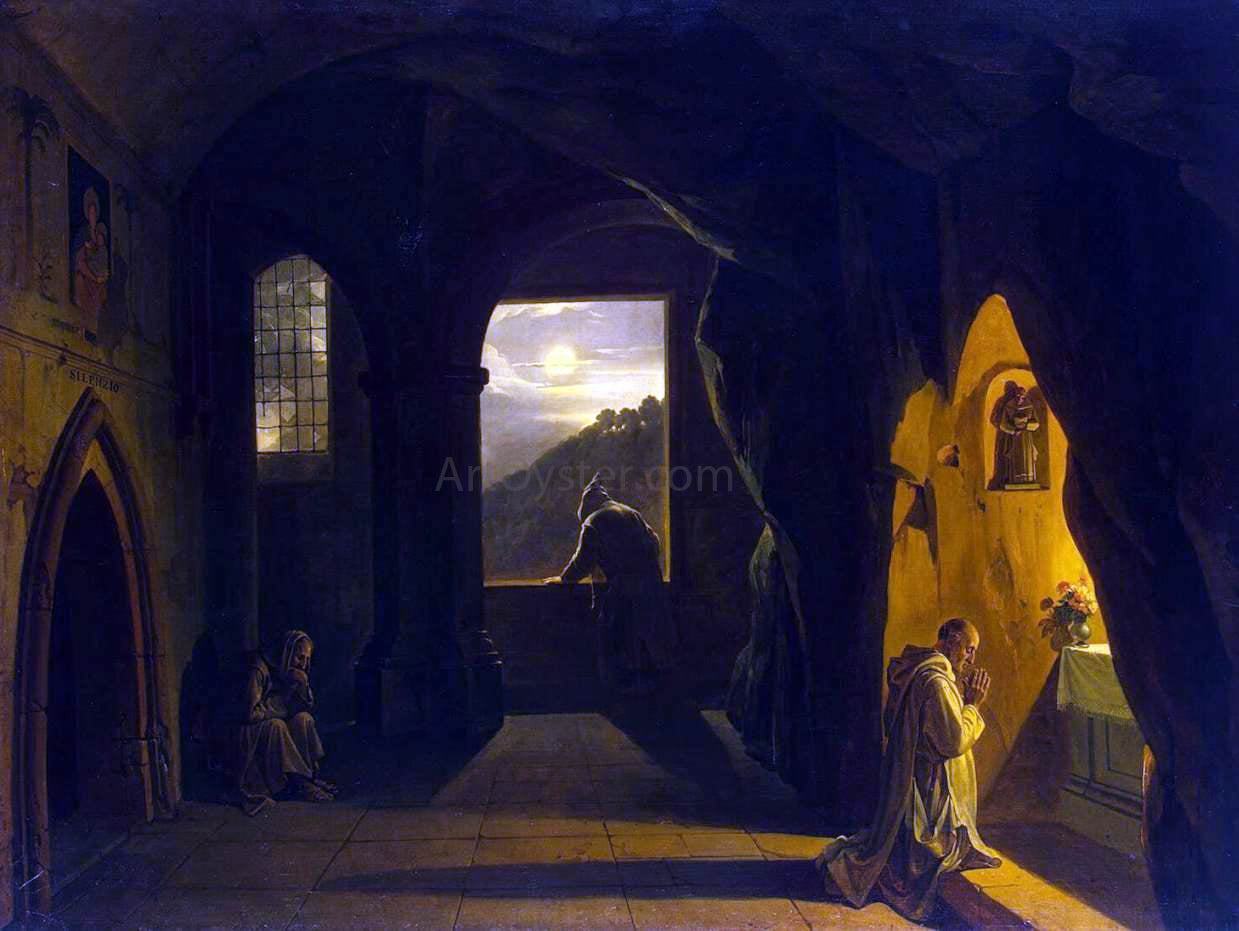 Francois-Marius Granet Monks in a Cave - Canvas Print