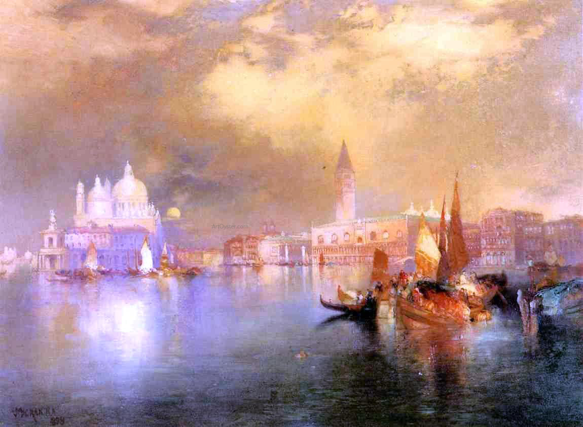 Thomas Moran Moonlight in Venice - Canvas Print