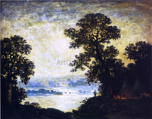 Ralph Albert Blakelock Moonlight, Indian Encampment - Canvas Print