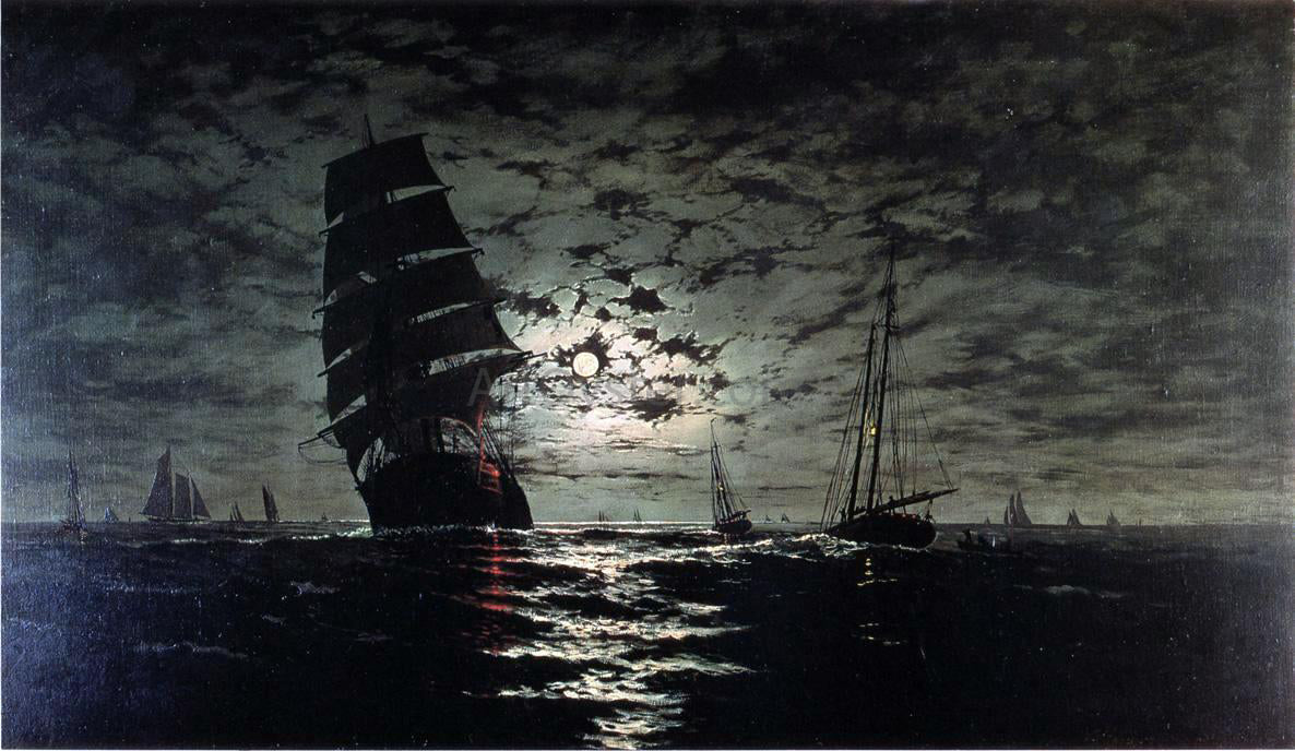 Franklin J Stanwood Moonlight Marine - Canvas Print