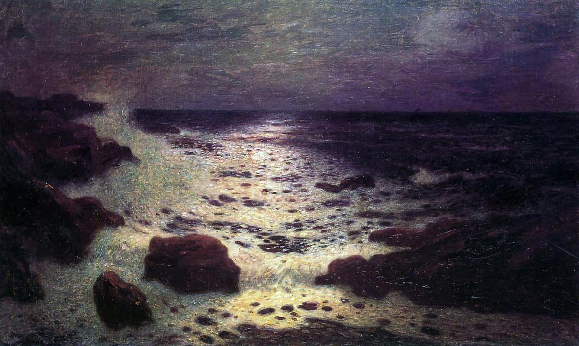 Ferdinand Du Puigaudeau Moonlight on the Sea and the Rocks - Canvas Print