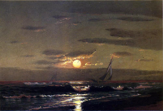 Warren W Sheppard Moonlight Sailing - Canvas Print