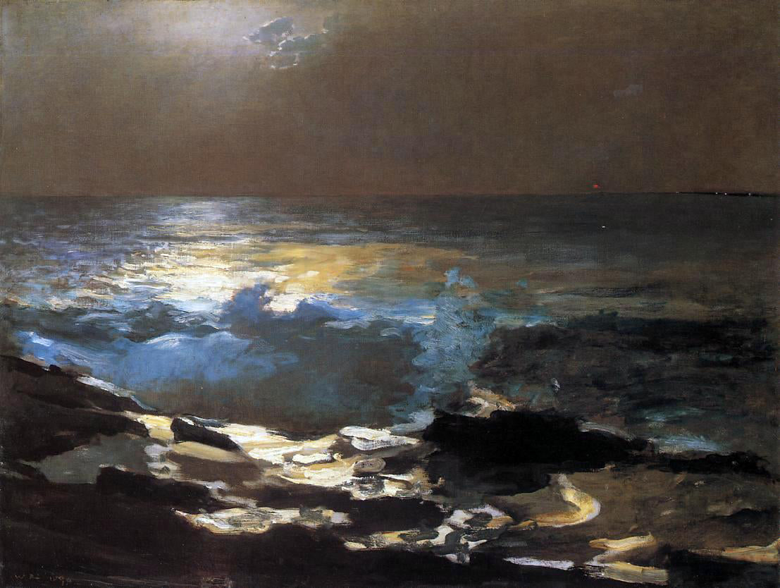 Winslow Homer Moonlight, Wood Island Light - Canvas Print