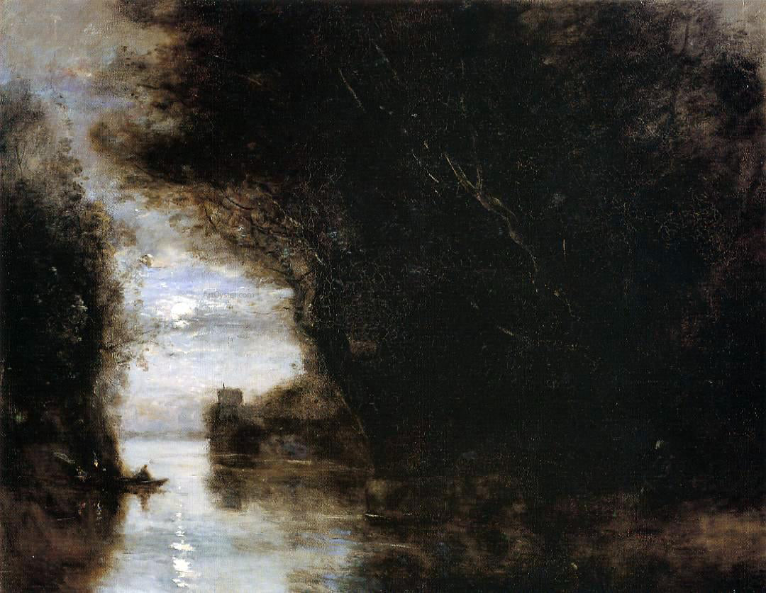 Jean-Baptiste-Camille Corot Moonlit Landscape - Canvas Print