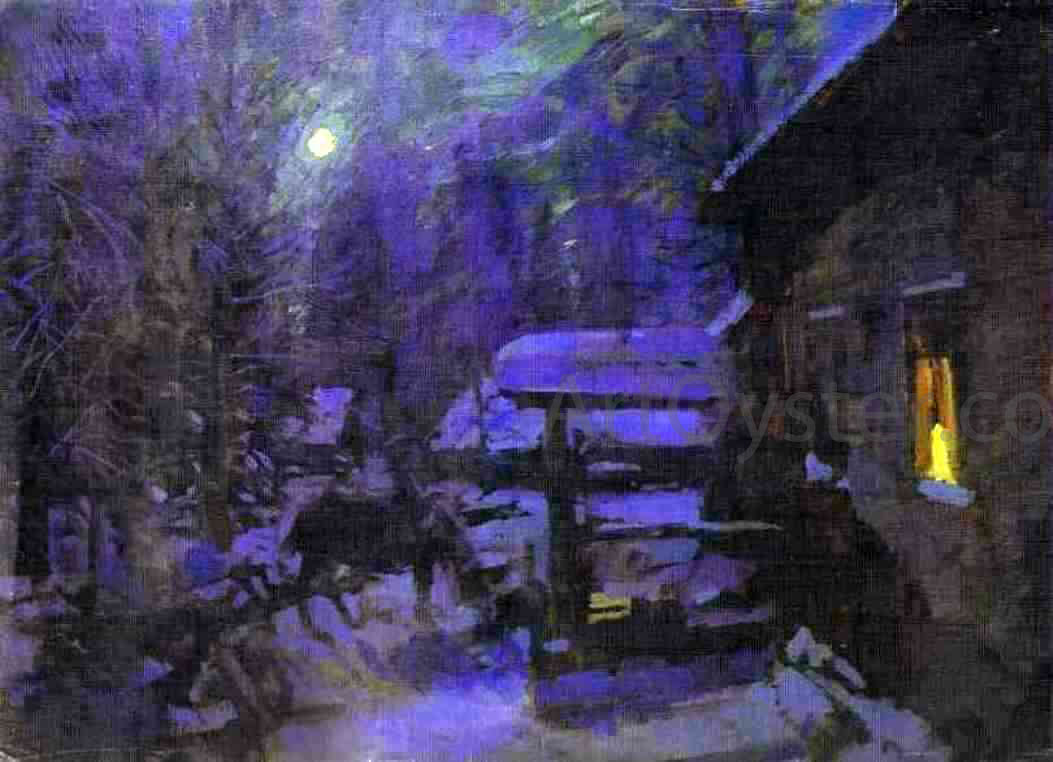 Constantin Alexeevich Korovin Moonlit night, Winter - Canvas Print