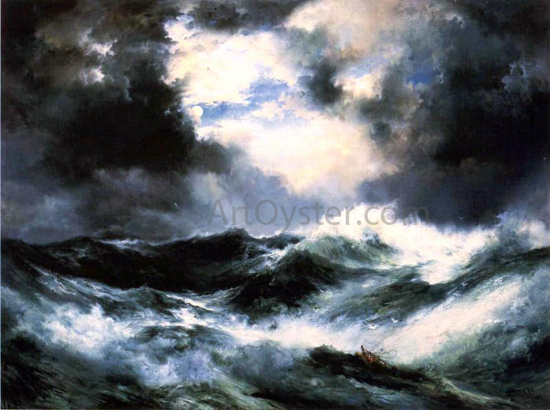 Thomas Moran Moonlit Shipwreck at Sea - Canvas Print