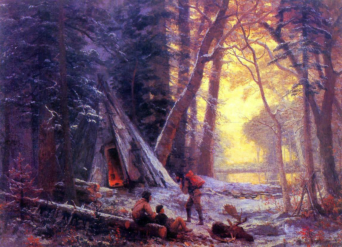 Albert Bierstadt Moose Hunters' Camp - Canvas Print