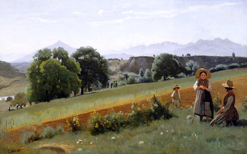 Jean-Baptiste-Camille Corot Mornex (Haute-Savoie) - Au fond, le mole - Canvas Print