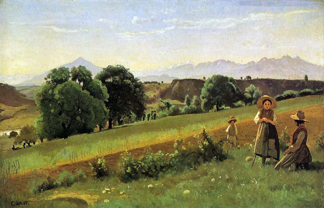 Jean-Baptiste-Camille Corot Mornex Landscape - Canvas Print