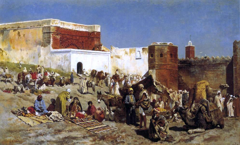 Edwin Lord Weeks Moroccan Market, Rabat - Canvas Print